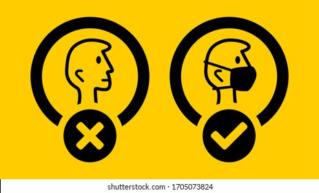 Wear A Face Mask Icon. Vector Image.