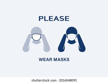 Wear a face mask: masks required for entry sign. please put on your mask. editable stroke pictogram icon