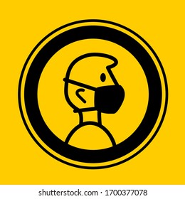 Wear a Face Mask - No Face Mask No Entry Policy Sign. Vector Image.