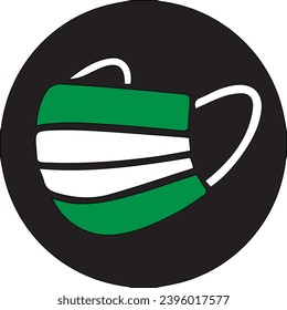Tragen Sie die Maske des Gesichtes. Keine Maske kein Eintrag. Symbolform der Schutzmaske Epidemic-Pandemic-Virus-Gesichtsmaske-Logo-Symbol