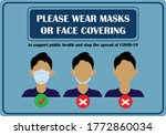 Wear face mask notice. Wear face mask sign and symbol vector. Please wear masks or face covering. Safety sign. Mask sign. how to wear mask. Face covering sign. Safety signs during COVID-19 virus. Safe