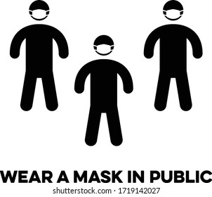 Wear a face mask in public illustration in black
