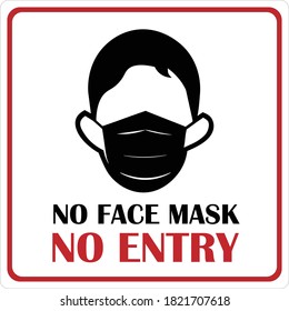 Wear face mask sign. No FACE MASK. NO ENTRY. The mandatory sign for wearing face covering to stop the spread of Coronavirus(COVID-19) . White background. 