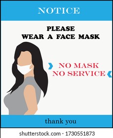 Wear a face mask sign and symbol.   Protect yourself from coronavirus concept. Mandatory surgical mask. sign vector. Stop coronavirus. 