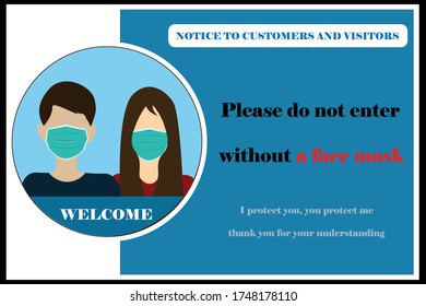 Wear face mask sign and symbol. Please do not enter without a face covering. mandatory sign vector. wear surgical mask notice.