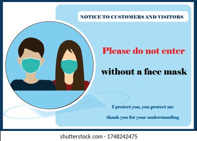 Wear face mask sign and symbol. Please do not enter without a face covering. mandatory sign vector. wear surgical mask notice.