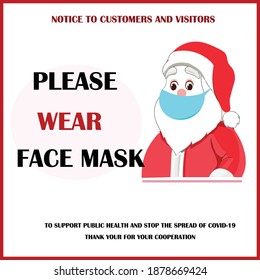 Wear face mask sign and symbol. Santa Claus wear mask. The mandatory sign for wearing mask