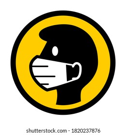 Wear a Face Mask Sign. Vector Image.
