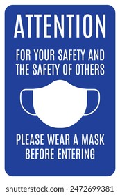 Wear face mask sign vector 