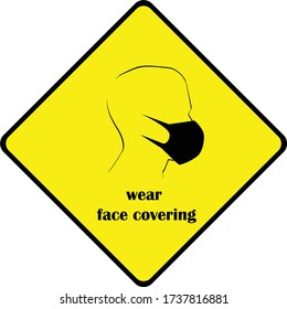 Wear face mask symbol. Wear face covering symbol. Protect yourself from coronavirus concept. Mandatory surgical mask sign vector. New normal during coronavirus. 