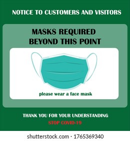 Wear face mask symbol. Please do not enter without a face mask. Protect yourself from coronavirus concept. Mandatory surgical mask sign vector. New normal during coronavirus. Social distancing symbol.