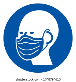 Wear Face Mask Symbol Sign, Vector Illustration, Isolate On White Background Label. EPS10 