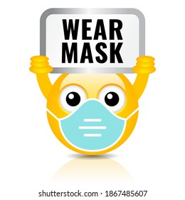 Wear face mask vector sign on white background