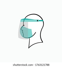 Wear Face Shield Icon. Protection Symbol - Vector.