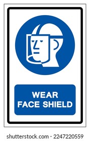 Wear Face Shield Symbol Sign ,Vector Illustration, Isolate On White Background Label. EPS10