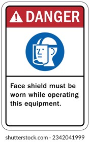 Wear face shield warning sign and labels