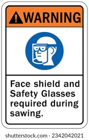 Wear face shield warning sign and labels