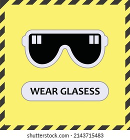 Wear Glasses Icon. Eye Protection Symbol For Design, Presentation, Website Or Apps.