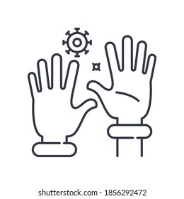Wear gloves icon, linear isolated illustration, thin line vector, web design sign, outline concept symbol with editable stroke on white background.