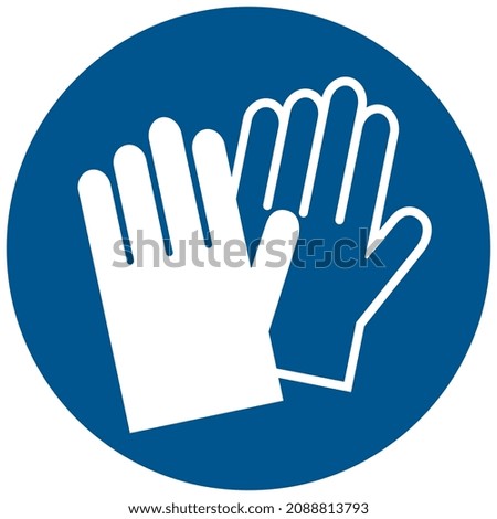 Wear gloves vector sign isolated on white background, protect your hands and wear ppe protective gloves signage