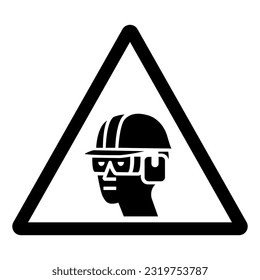 Wear Hard Hat, Chemical Goggles and Ear Muffs Symbol Sign ,Vector Illustration, Isolate On White Background Label. EPS10