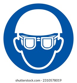 Wear Hard Hat And Eye Protection Symbol Sign ,Vector Illustration, Isolate On White Background Label. EPS10