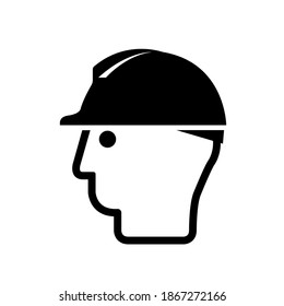 Wear Head Protection Black Icon, Vector Illustration, Isolate On White Background Label. EPS10