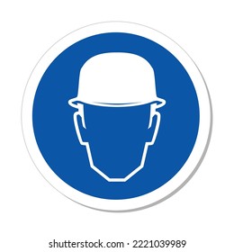 Wear Head Protection Sign: Hard Hat Symbol
