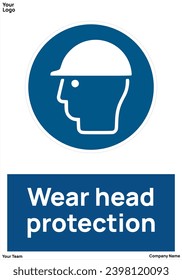 Wear head protection signs symbols standard iso 7010