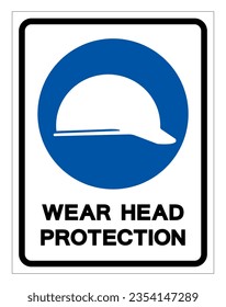 Wear Head Protection Symbol Sign, Vector Illustration, Isolate On White Background Label. EPS10