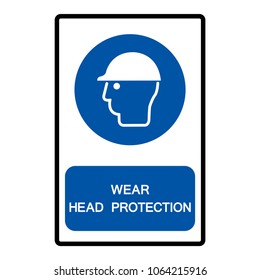 Wear Head Protection Symbol Sign,Vector Illustration, Isolated On White Background Label. EPS10