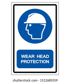 Wear Head Protection Symbol Sign,Vector Illustration, Isolated On White Background Label. EPS10 