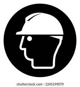 Wear Head Protection Symbol Sign,Vector Illustration, Isolated On White Background Label. EPS10 