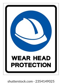 Wear Head Protection Symbol Sign,Vector Illustration, Isolated On White Background Label. EPS10