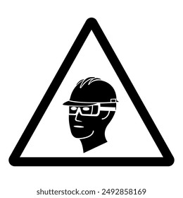 Wear Head and Safety Glasses Symbol Sign, Vector Illustration, Isolate On White Background Label .EPS10