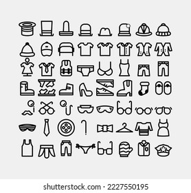 wear icon set draw artwork daily work art design illustration