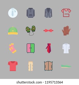 wear icon set. vector set about shirt, tie, hoodie and socks icons set.