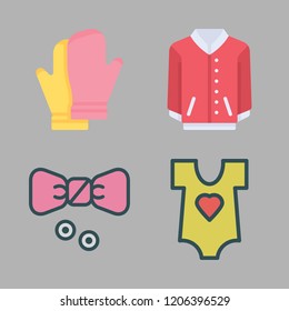 wear icon set. vector set about baby clothes, bow tie, mittens and jacket icons set.