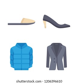wear icon set. vector set about high heels, slipper and jacket icons set.