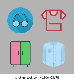 wear icon set. vector set about shirt, glasses and wardrobe icons set.