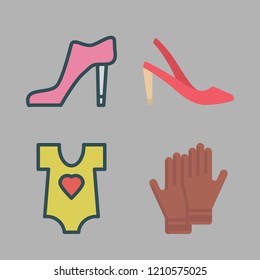 wear icon set. vector set about high hells, gloves, high heel and baby clothes icons set.