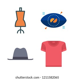 wear icon set. vector set about bionic contact lens, hat, shirt and mannequin icons set.