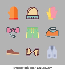wear icon set. vector set about mitten, mittens, iron and bow tie icons set.