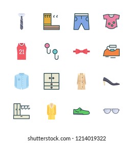 wear icon set. vector set about iron, clothes, high heels and hanger icons set.