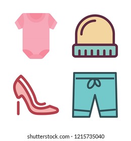 wear icon set. vector set about high heels, shorts, pijama and winter hat icons set.