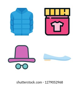 wear icon set. vector set about jacket, dye, ballet flats and glasses icons set.