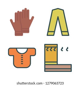 wear icon set. vector set about hanger, gloves, baby clothes and trousers icons set.