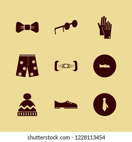 wear icon. wear vector icons set black bow tie, shorts, gloves and tie