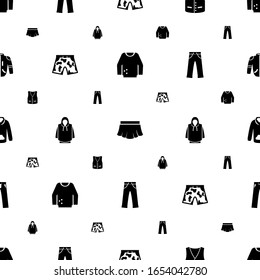 wear icons pattern seamless. Included editable filled jumper, skirt, vest, shorts, hoodie, jeans, sweatshirt, trousers, jacket icons. wear icons for web and mobile.