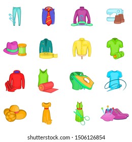 Wear icons set. Cartoon set of 16 wear vector icons for web isolated on white background